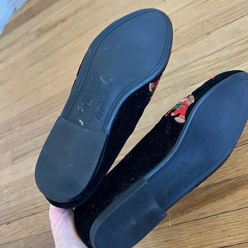 Mootsies Tootsies Black Christmas Holiday Winter Teddy Bear Slip On Flats | 7.5 - Picture 6 of 7